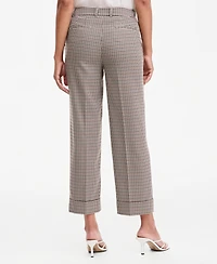 Anne Klein Petite Grace Plaid Ankle Mid-Rise Pants