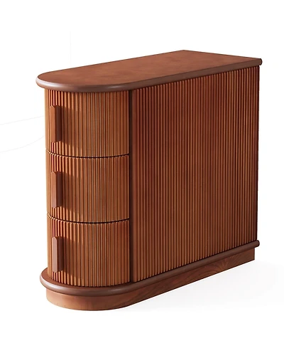 Slickblue Wooden 3 Drawer Nightstand for Bedside and Small Spaces