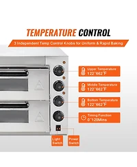 Cozito Countertop Electric Pizza Oven, Double Deck Stainless Steel Oven with Stone
