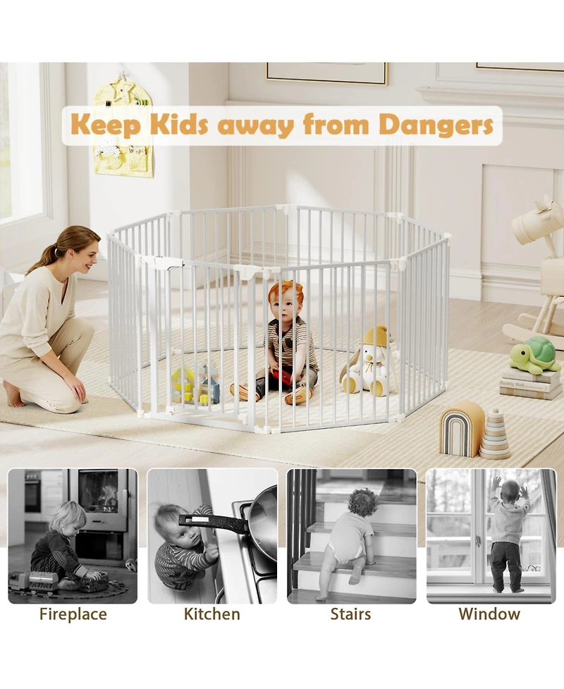 Cozito 8-Panel Extra Wide Adjustable Gate with Auto-Close Door