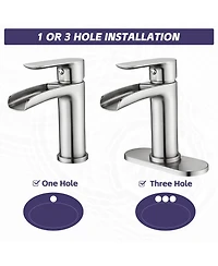 Phying Waterfall Bathroom Faucet Single Handle Bathroom Sink Faucets 1 or 3 Hole Solid Vanity Faucet with Deck Plate