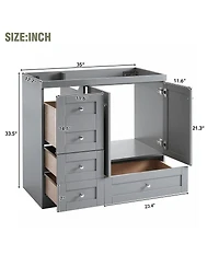 Sillysis Freestanding Bathroom Vanity Cabinet,Shaker Style Mdf, 4 Soft Close Drawers, Storage for Small Spaces