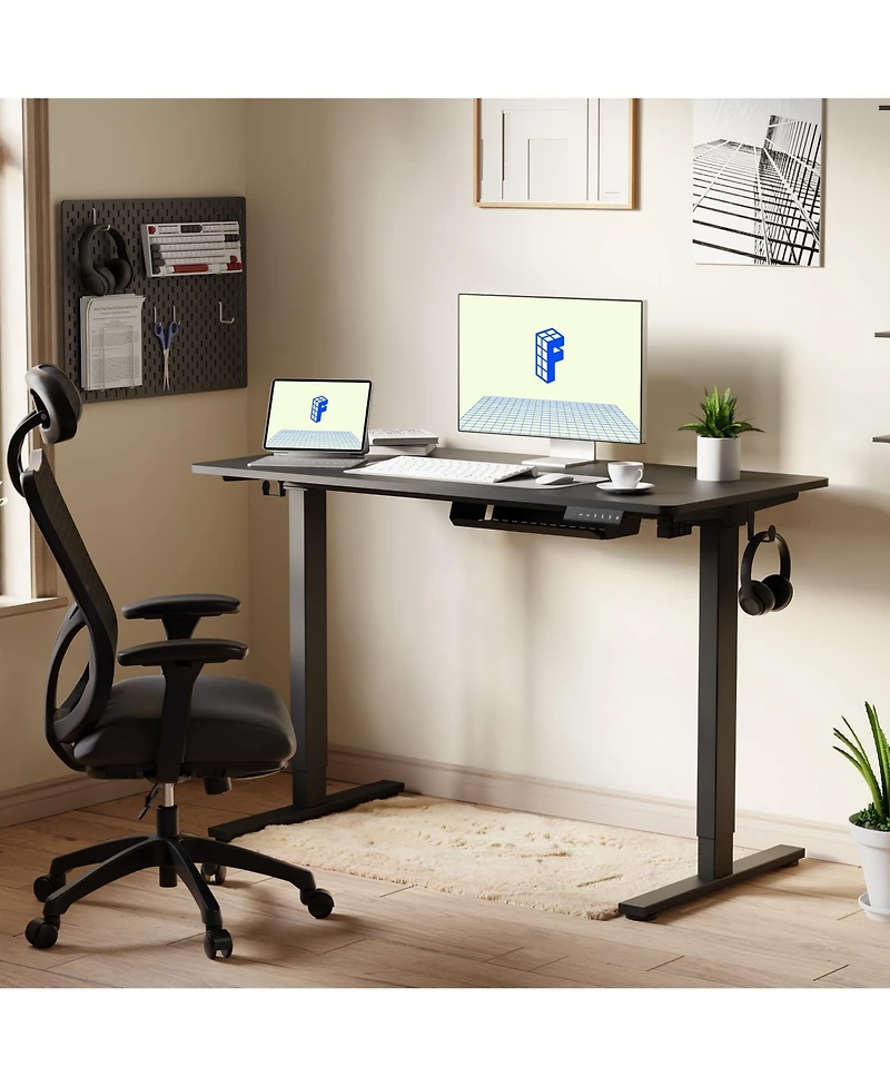 FlexiSpot Adjustable Standing Desk with Memory Controls Hooks and Storage Box Quick Install