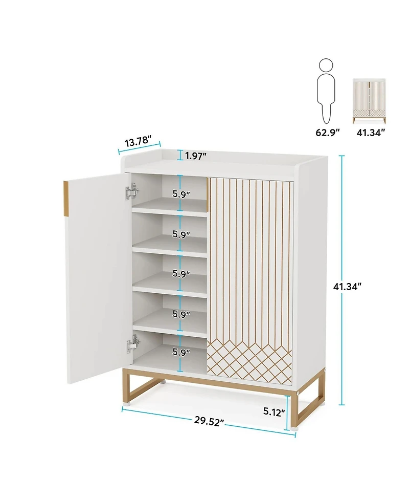 Slickblue 5 Tier Shoe Storage Cabinet with Doors for Entryway and Closet