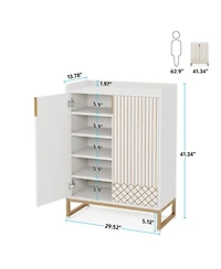 Slickblue 5 Tier Shoe Storage Cabinet with Doors for Entryway and Closet