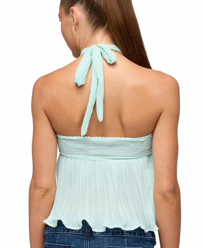 Edikted Women's Pleated Chiffon Babydoll Halter Top