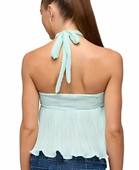 Edikted Women's Pleated Chiffon Babydoll Halter Top