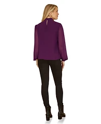 Yumi Women's Pleated Long Sleeve Top