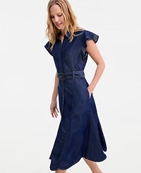 Tommy Hilfiger Women's Collar Short-Sleeve Midi Dress