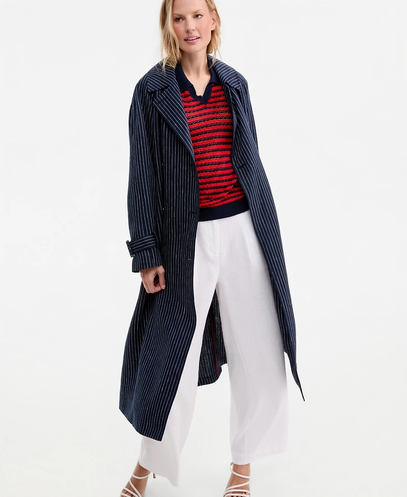 Tommy Hilfiger Women's Nautical Stripe Trench Coat