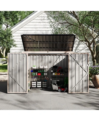 Outdoor Metal Trash Can Storage Shed Garbage Bin Enclosure With Lockable Chain Lid For Secure Waste Management