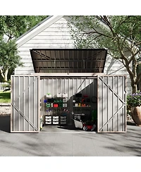 Outdoor Metal Trash Can Storage Shed Garbage Bin Enclosure With Lockable Chain Lid For Secure Waste Management