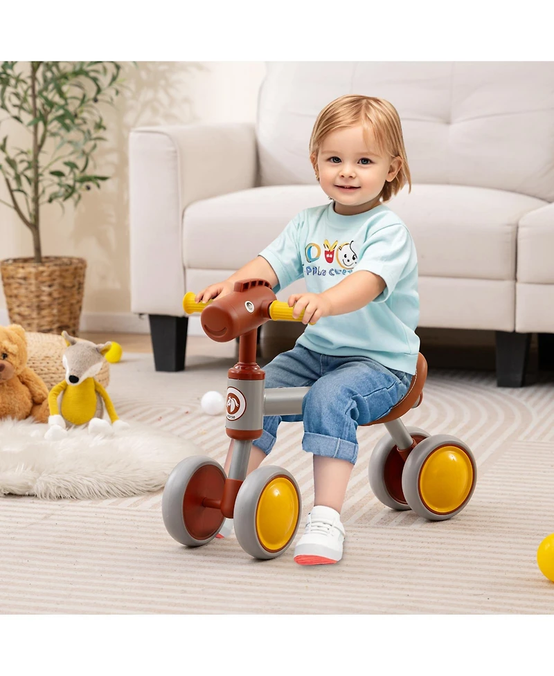 Gymax Baby Balance Bike Toddler First Bike w/ Pu Leather Seat and Eva Foam Wheels