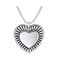 Bling Jewelry Romantic Double Hearts Pendant Necklace Framed Shape Oxidized .925 Sterling Silver Gift