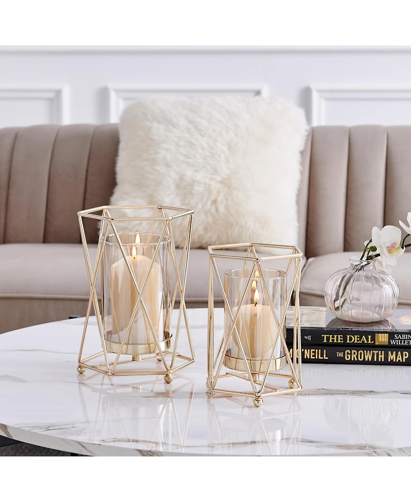 Danya B Prism Warm Hurricane 2-Piece Candle Holders Set
