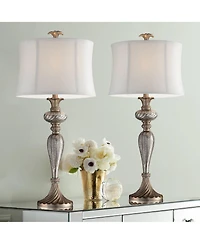 Regency Hill Alyson 32 3/4" Tall Large Traditional End Table Lamps Set of 2 Champagne Mercury Glass Living Room Bedroom Bedside