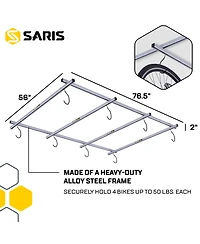 Saris Cycle Glide Ceiling Bike Rack, 4 Bike Capacity Bike Hanging System