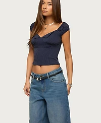 Edikted Womens Eugenia Pinstripe Top