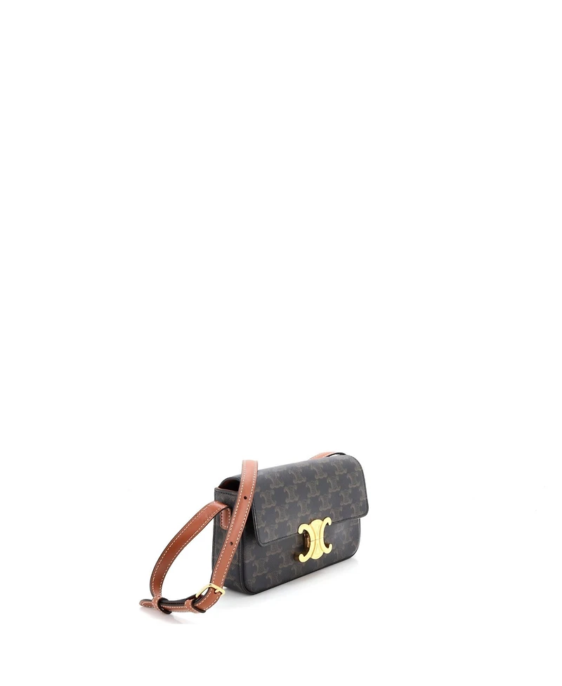 Pre-Owned Celine Triomphe East-West Shoulder Bag Triomphe Coated Canvas