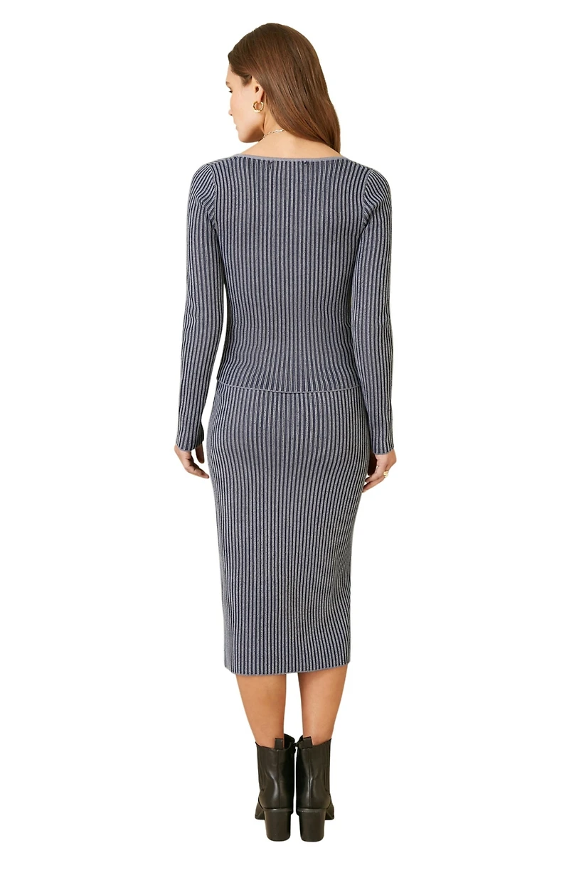 Yumi Women's Rib Knit Midi Skirt Stretch and Cozy