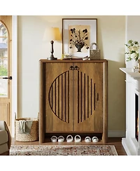 Slickblue 5 Tier Shoe Cabinet with Doors and Removable Storage Shelf