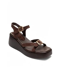 Forever & Always Shoes Women's Kalia Leather Wedge Sandal