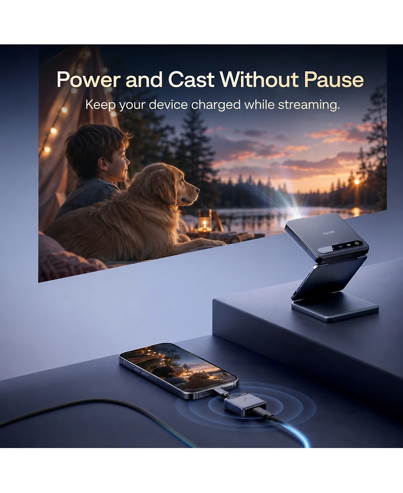 Aurzen Mini Wireless Transmitter for Projector, Requires Usb-c with Dp Alt Mode Output, Compatible with Mobile Phone/Laptop/Tablet/Switch