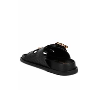 London Rag Women's Zooper Chunky Buckle Slip-On Flats