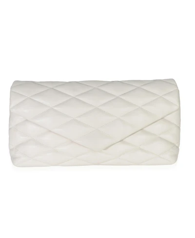 Pre-Owned Saint Laurent Crema Soft Quilted Lambskin Sade Puffer Envelope Clutch