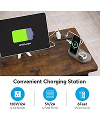 Slickblue Mobile C Table with Power Outlet for Sofa and Bedside Use