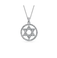 Bling Jewelry Star of David Pendant Necklace Cubic Zirconia Cz .925 Sterling Silver Bat Mitzvah Gift