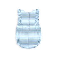 Florence Eiseman Baby Girl Stripe Knit Romper With Heart Cherries
