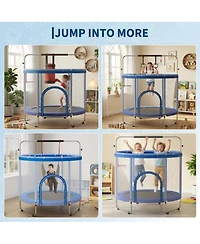 gaomon 60" Kids Trampoline with Safety Enclosure Net and Adjustable Gymnastics Bar - Multi-Toy Set and 440lbs Capacity