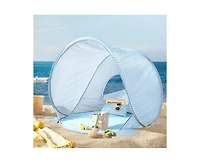 Tiny Land One-Stop Beach Tent Set - Play Tent for Outdoor Fun – Light Blue Gingham