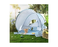 Tiny Land One-Stop Beach Tent Set - Play Tent for Outdoor Fun – Light Blue Gingham