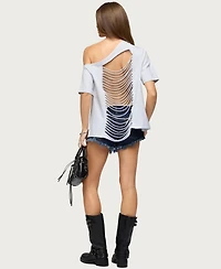 Edikted Women's Miah Off Shoulder Shredded Back Top