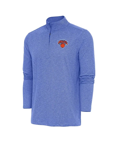 Antigua Men's Heather Royal New York Knicks Hunk Quarter-Zip Pullover Sweatshirt