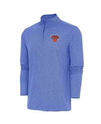 Antigua Men's Heather Royal New York Knicks Hunk Quarter-Zip Pullover Sweatshirt