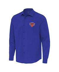 Antigua Men's New York Knicks Exposure Woven Long Sleeve Button-Up Shirt