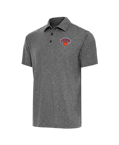 Antigua Men's Heather Black New York Knicks Big & Tall Par 3 Polo Shirt