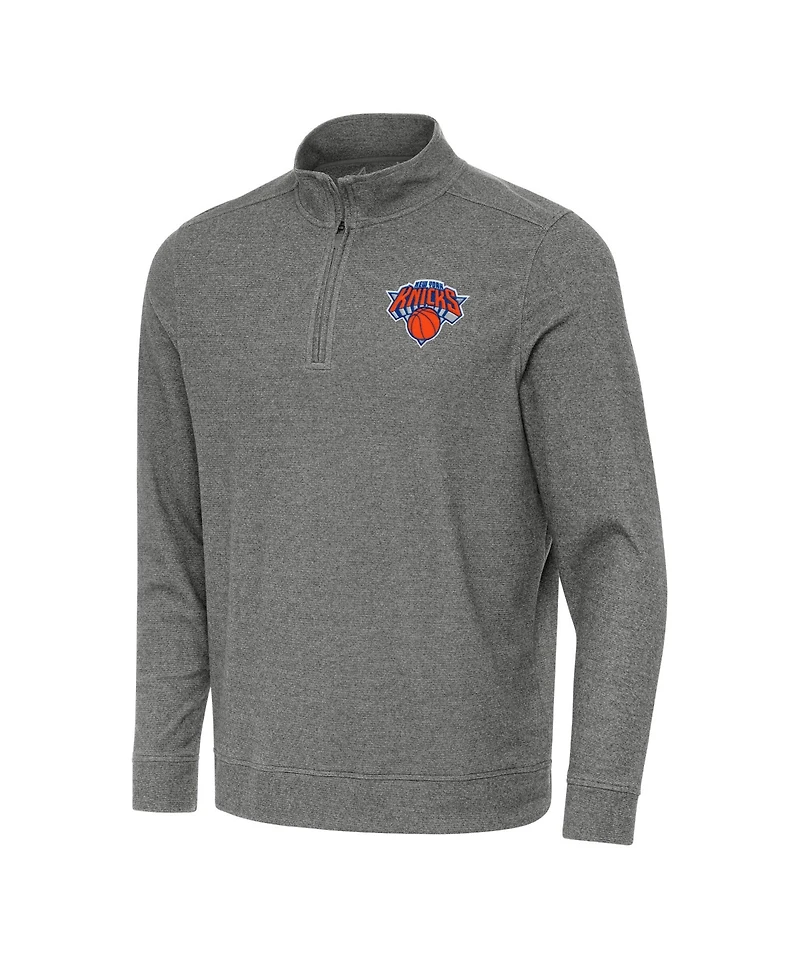 Antigua Men's Heather New York Knicks Subtle Quarter-Zip Sweatshirt