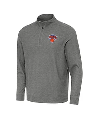 Antigua Men's Heather New York Knicks Subtle Quarter-Zip Sweatshirt