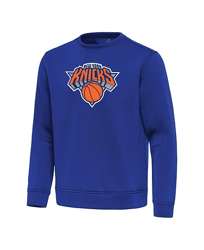 Antigua Men's Blue New York Knicks Relevant Pullover Sweatshirt