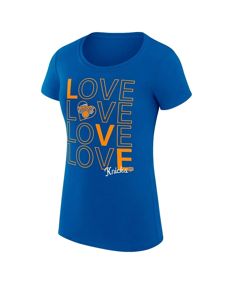 G-iii 4Her by Carl Banks Women's Royal New York Knicks Super-Slim Fit Lightweight Basketball Love T-Shirt