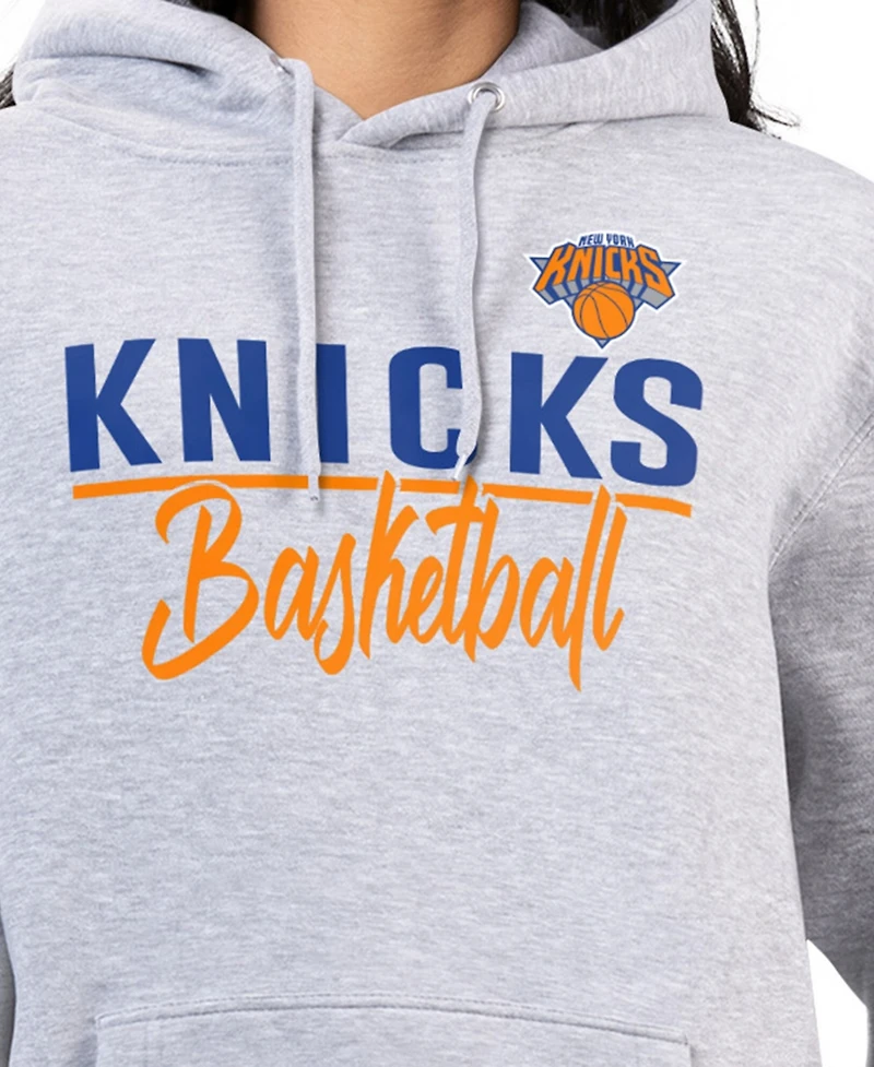 G-iii 4Her by Carl Banks Women's Heather Gray New York Knicks Graphics Fleece Pullover Hoodie