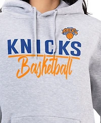 G-iii 4Her by Carl Banks Women's Heather Gray New York Knicks Graphics Fleece Pullover Hoodie