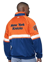 Starter Men's Blue/White New York Knicks The Veteran Tricot Track Raglan Full-Zip Jacket