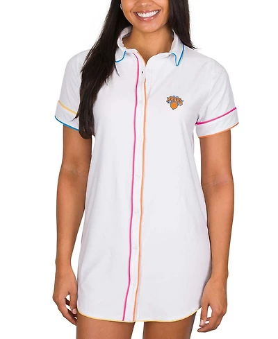Concepts Sport Women's White New York Knicks Flutter Knit Nightshirt