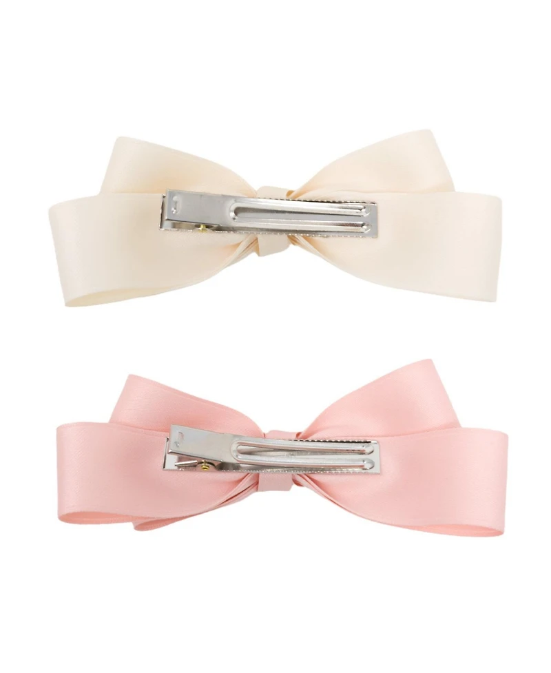 Puttisu Girls Large Double Bow Clip Set (2pc)