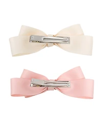 Puttisu Girls Large Double Bow Clip Set (2pc)
